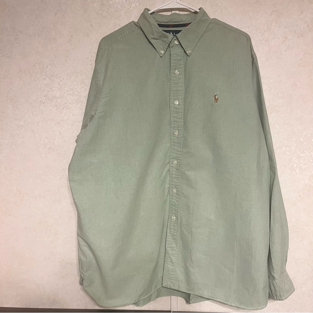 Ralph Lauren Men's Sage Green Button-Down Shirt